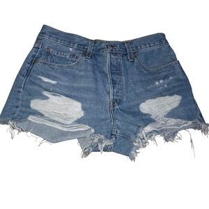 Levis 501 Original High Rise Distressed Denim Shorts Light Wash 56327-0321 Sz 30